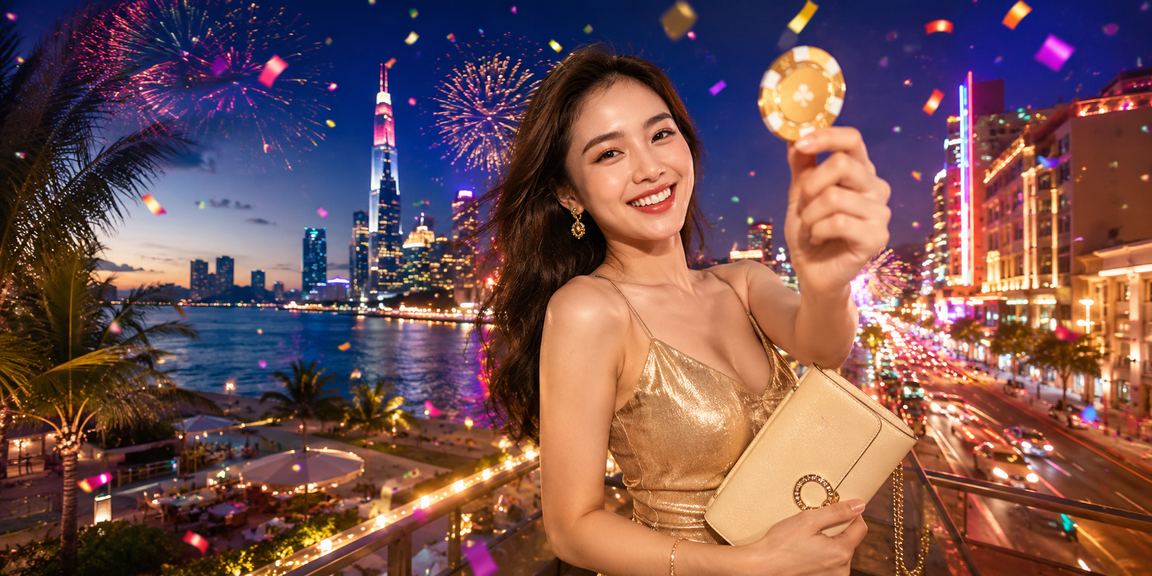 Hình ảnh ứng dụng casino 2321 tại Hồ Chí Minh với ánh sáng neon xanh dương